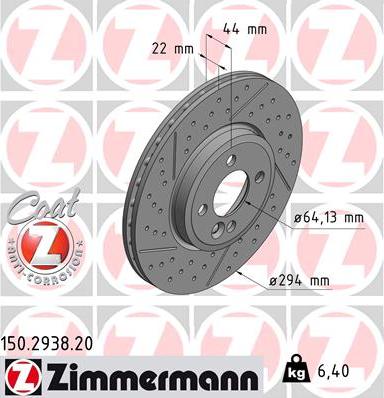 Zimmermann 150.2938.20 - Тормозной диск parts5.com