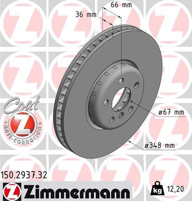 Zimmermann 150.2937.32 - Тормозной диск parts5.com