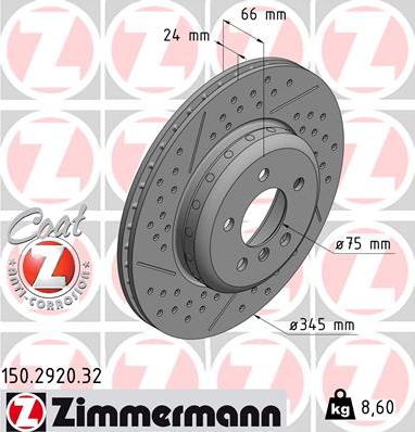 Zimmermann 150.2920.32 - Тормозной диск parts5.com