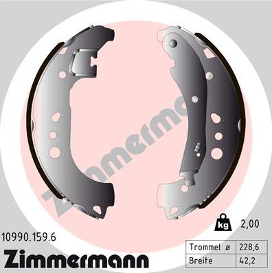 Zimmermann 10990.159.6 - Комплект тормозных колодок, барабанные parts5.com