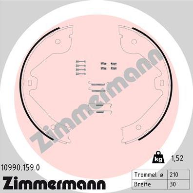 Zimmermann 10990.159.0 - Комплект тормозов, ручник, парковка parts5.com