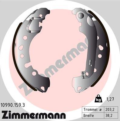 Zimmermann 10990.159.3 - Комплект тормозных колодок, барабанные parts5.com