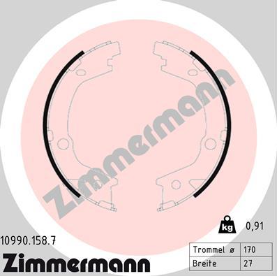 Zimmermann 10990.158.7 - Комплект тормозов, ручник, парковка parts5.com