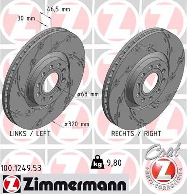 Zimmermann 100.1249.53 - Тормозной диск parts5.com