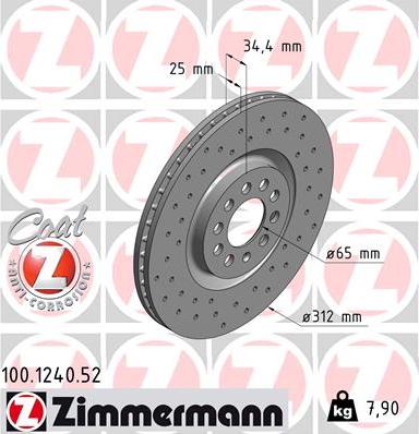 Zimmermann 100.1240.52 - Тормозной диск parts5.com