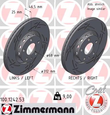 Zimmermann 100.1242.53 - Тормозной диск parts5.com