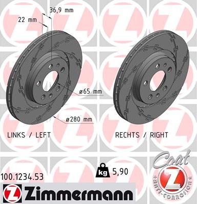 Zimmermann 100.1234.53 - Тормозной диск parts5.com