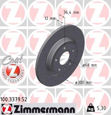 Zimmermann 100.3379.52 - Тормозной диск parts5.com