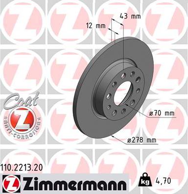 Zimmermann 110.2213.20 - Тормозной диск parts5.com