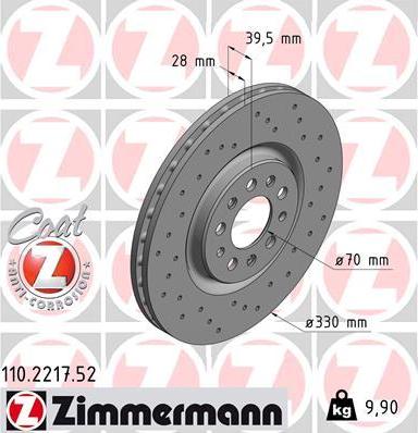 Zimmermann 110.2217.52 - Тормозной диск parts5.com