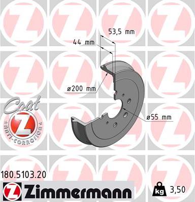 Zimmermann 180.5103.20 - Тормозной барабан parts5.com