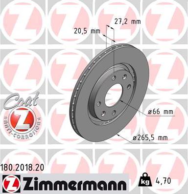 Zimmermann 180.2018.20 - Тормозной диск parts5.com