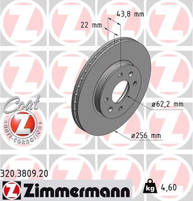 Zimmermann 320.3809.20 - Тормозной диск parts5.com
