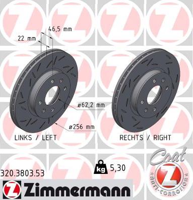 Zimmermann 320.3803.53 - Тормозной диск parts5.com