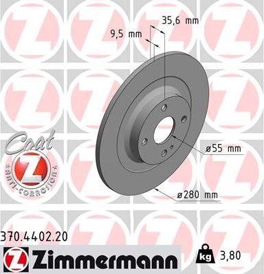 Zimmermann 370.4402.20 - Тормозной диск parts5.com