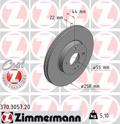 Zimmermann 370.3057.20 - Тормозной диск parts5.com