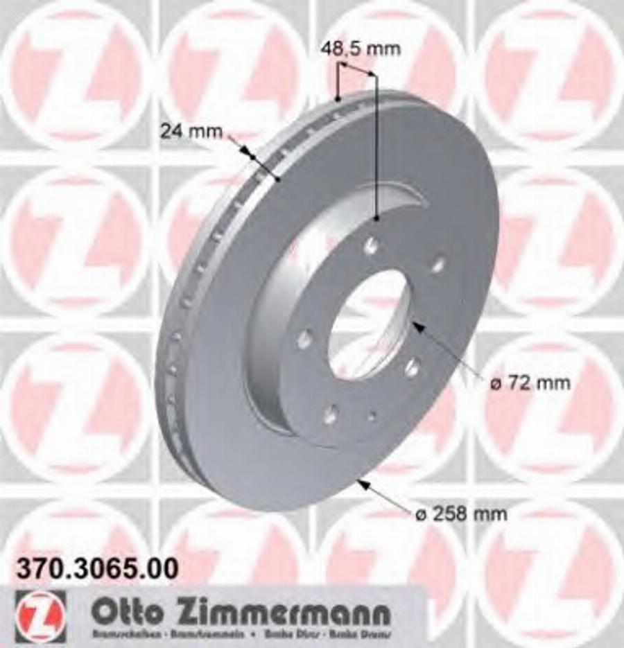 Zimmermann 370 3065 00 - Тормозной диск parts5.com