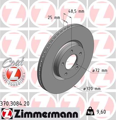 Zimmermann 370.3084.20 - Тормозной диск parts5.com