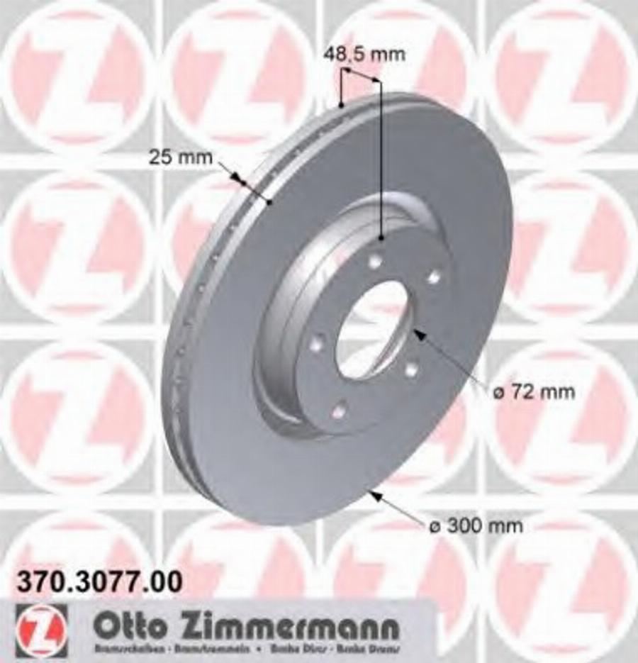 Zimmermann 370.3077.00 - Тормозной диск parts5.com