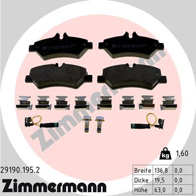 Zimmermann 29190.195.2 - Тормозные колодки, дисковые, комплект parts5.com