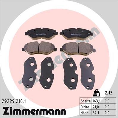 Zimmermann 29229.210.1 - Тормозные колодки, дисковые, комплект parts5.com
