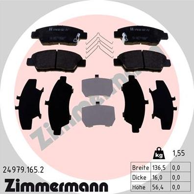Zimmermann 24979.165.2 - Тормозные колодки, дисковые, комплект parts5.com
