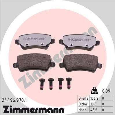 Zimmermann 24496.970.1 - Тормозные колодки, дисковые, комплект parts5.com