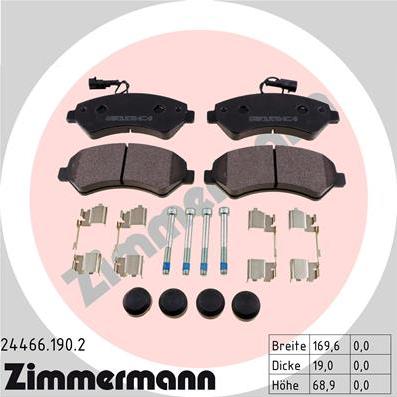 Zimmermann 24466.190.2 - Тормозные колодки, дисковые, комплект parts5.com