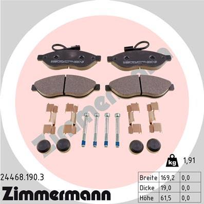 Zimmermann 24468.190.3 - Тормозные колодки, дисковые, комплект parts5.com