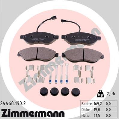 Zimmermann 24468.190.2 - Тормозные колодки, дисковые, комплект parts5.com