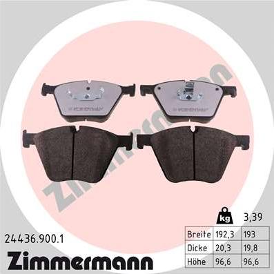 Zimmermann 24436.900.1 - Тормозные колодки, дисковые, комплект parts5.com