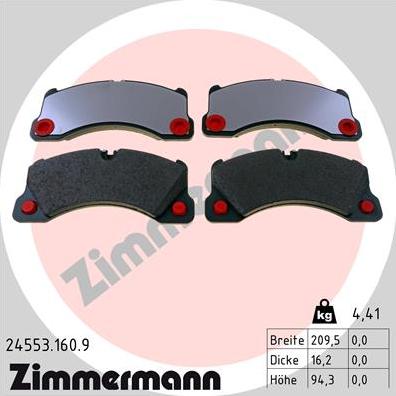 Zimmermann 24553.160.9 - Тормозные колодки, дисковые, комплект parts5.com