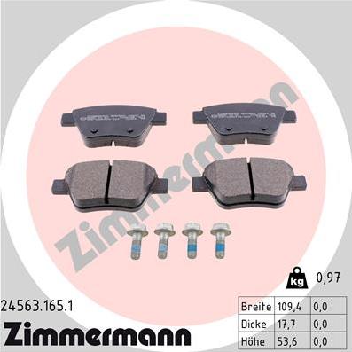 Zimmermann 24563.165.1 - Тормозные колодки, дисковые, комплект parts5.com