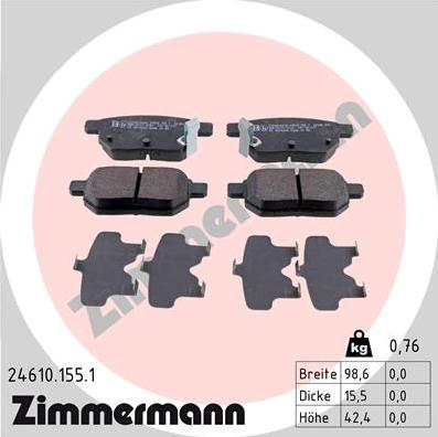 Zimmermann 24610.155.1 - Тормозные колодки, дисковые, комплект parts5.com