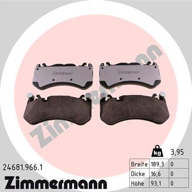 Zimmermann 24681.966.1 - Тормозные колодки, дисковые, комплект parts5.com