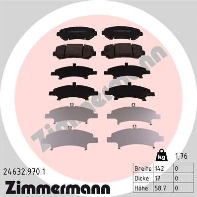 Zimmermann 24632.970.1 - Тормозные колодки, дисковые, комплект parts5.com