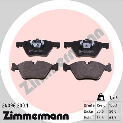 Zimmermann 24096.200.1 - Тормозные колодки, дисковые, комплект parts5.com