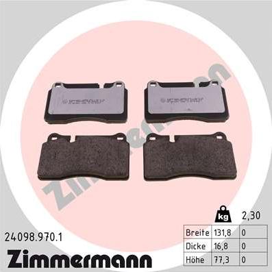 Zimmermann 24098.970.1 - Тормозные колодки, дисковые, комплект parts5.com