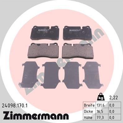 Zimmermann 24098.170.1 - Тормозные колодки, дисковые, комплект parts5.com