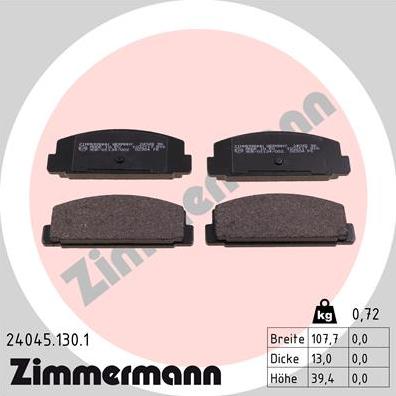 Zimmermann 24045.130.1 - Тормозные колодки, дисковые, комплект parts5.com