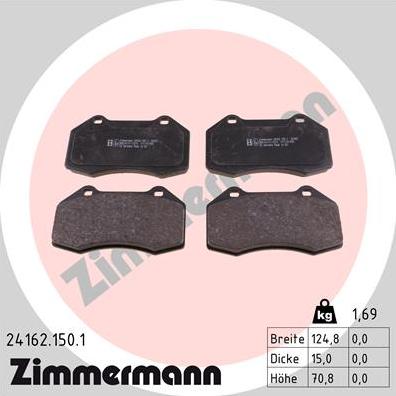 Zimmermann 24162.150.1 - Тормозные колодки, дисковые, комплект parts5.com