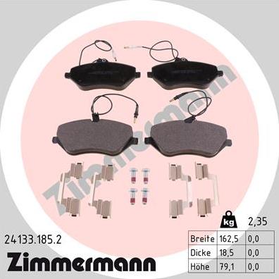 Zimmermann 24133.185.2 - Тормозные колодки, дисковые, комплект parts5.com