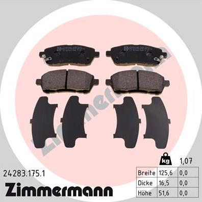 Zimmermann 24283.175.1 - Тормозные колодки, дисковые, комплект parts5.com