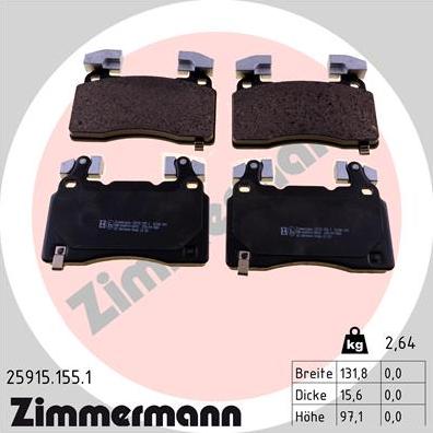 Zimmermann 25915.155.1 - Тормозные колодки, дисковые, комплект parts5.com