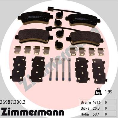 Zimmermann 25987.200.2 - Тормозные колодки, дисковые, комплект parts5.com