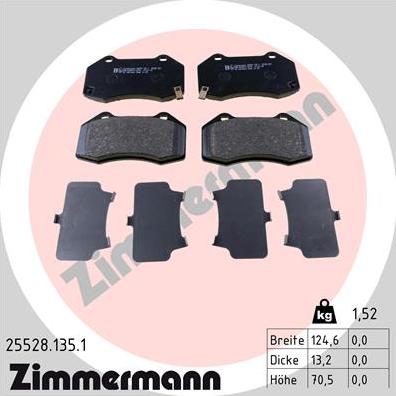 Zimmermann 25528.135.1 - Тормозные колодки, дисковые, комплект parts5.com