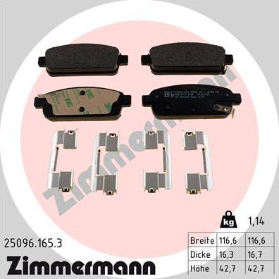 Zimmermann 25096.165.3 - Тормозные колодки, дисковые, комплект parts5.com