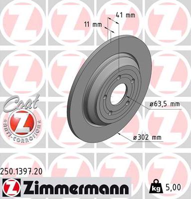 Zimmermann 250.1397.20 - Тормозной диск parts5.com