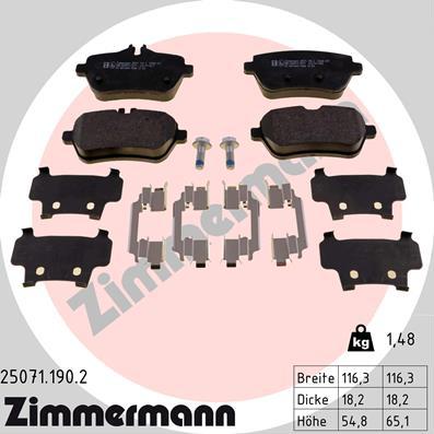 Zimmermann 25071.190.2 - Тормозные колодки, дисковые, комплект parts5.com