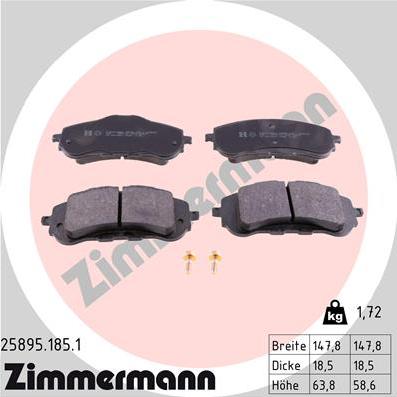 Zimmermann 25895.185.1 - Тормозные колодки, дисковые, комплект parts5.com